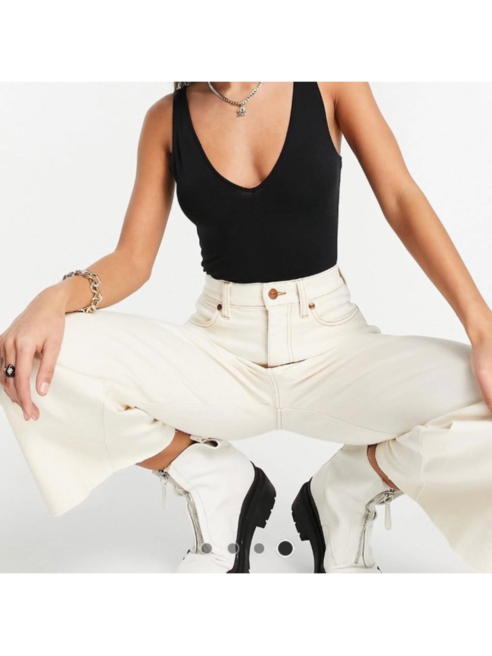Wrangler White High-Rise Wide-Leg Jeans with Raw Hem